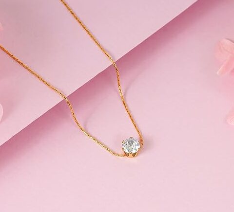 (Affiliate Product) NAITRA 18K Gold Plated Dainty Solitaire Pendant Necklace for Womens | Waterproof and Anti Tarnish Demifine Jewelry - Image 2