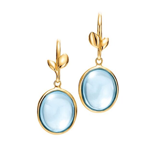 Blue Stone and Leave Earring